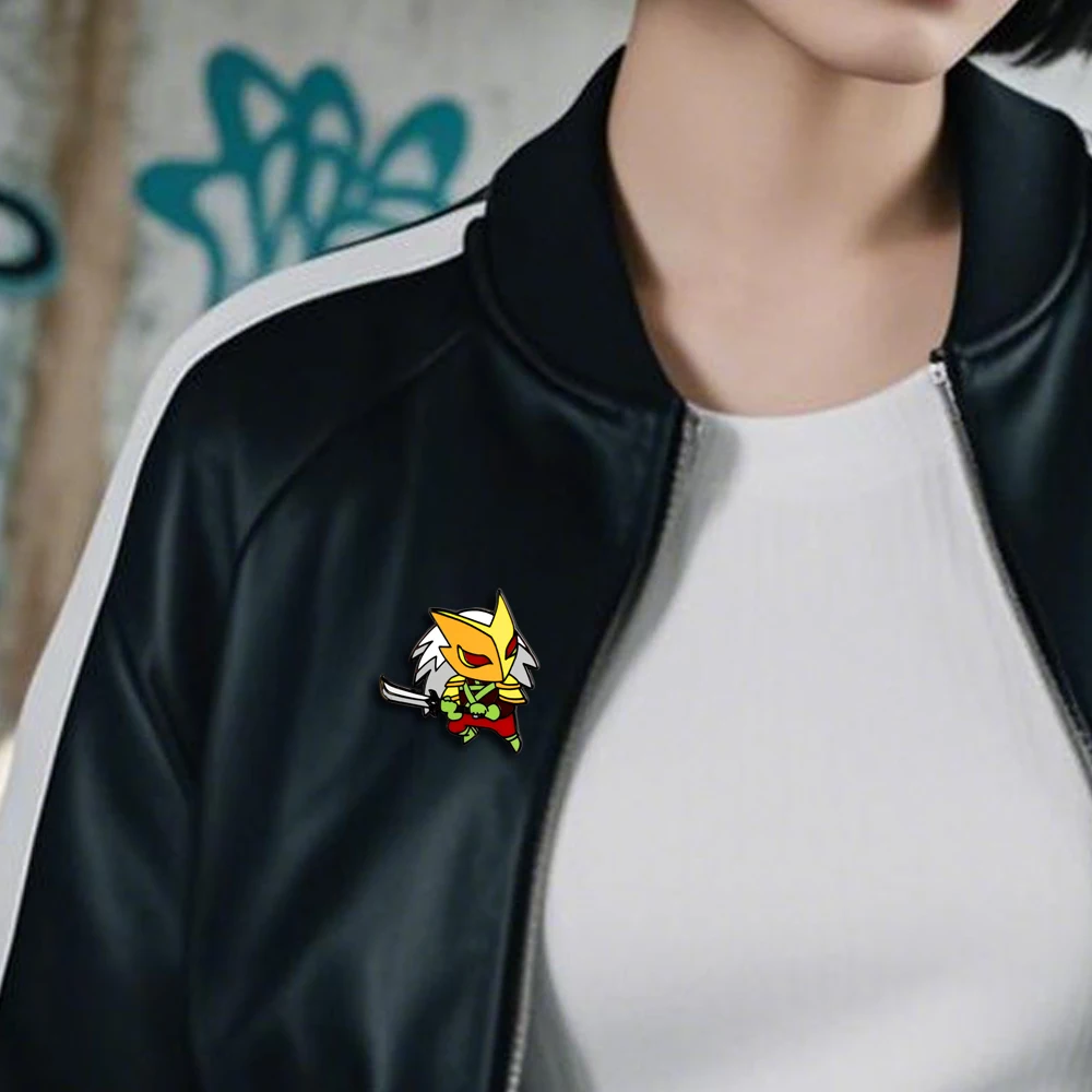 Retro-Stil Goldhelm-Krieger-Brosche „Slay The Spire“ Krieger-Abzeichen Q-Version Held mit Schwert Emaille-Pin Spiel-Peripherie – Detail 7