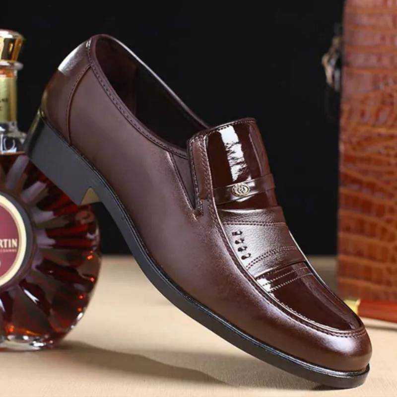Spring Men Leather Shoes Fashion Male Flats Round Toe Men\'s Business Formal Shoes Comfortable Office Dress Shoes Wedding Shoe