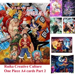 Ruika Creative Culture One Piece A4 Card Chapter 2 Anime Luffy Zoro Nami Chopper Gold Foil Screen Printed Hand-drawn Cards Toy