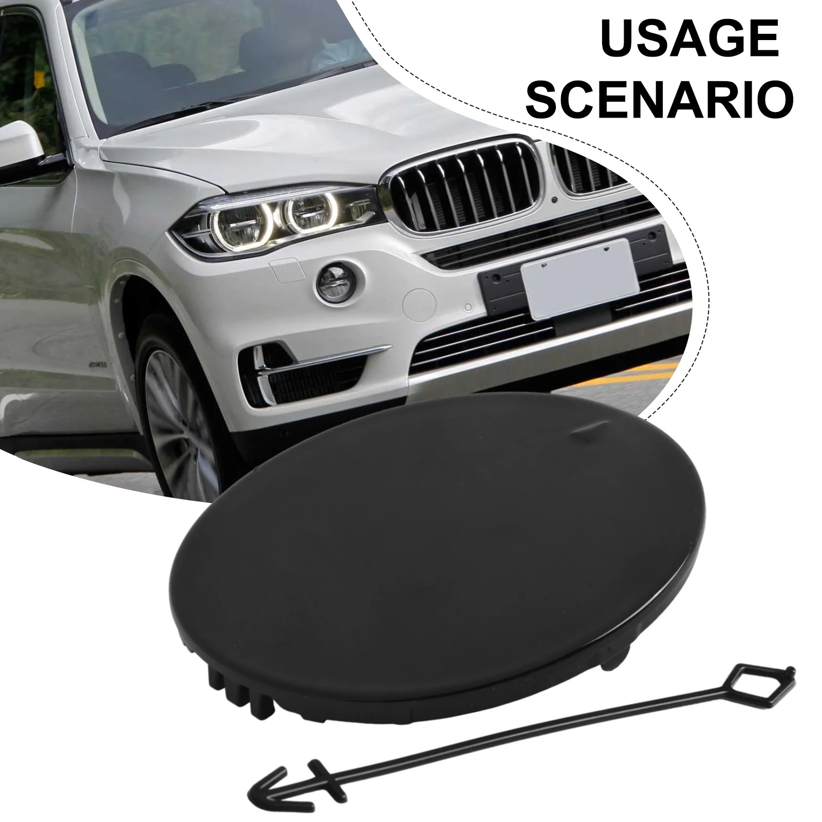 

Bumper Repair Front Bumper Cover Front Bumper Hole Cover Car Accessories Aftermarket Tow Cap High Durability Material