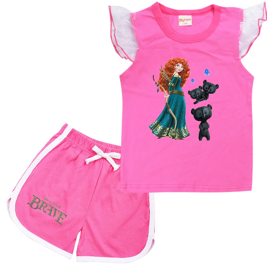 Brave Cartoon Clothing Baby Boys Summer Clothes T-shirt+shorts Baby Girls Casual Clothing Sets