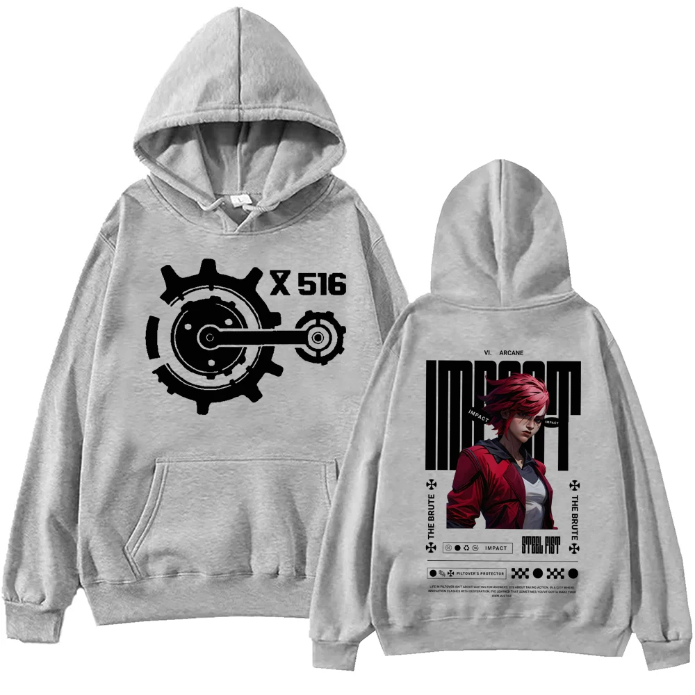 2024 Hot Anime Arcane-Vi Hoodie Harajuku Hip Hop Pullover Tops Sweatshirt Fans Gift