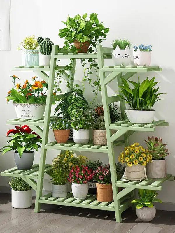 

Bamboo Plant Stand Wall-Mounted Trapezoidal Succulent Planter Storage Ra Bedding Fabric Drng Ra Multi-Purpose Organizer