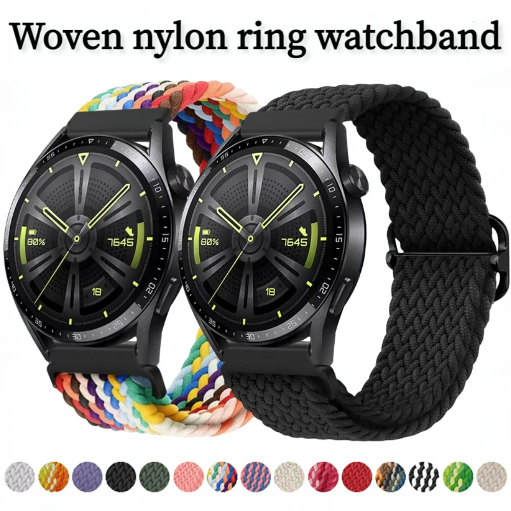 22mm Nylon Loop Strap for Huawei Watch 3/GT2 GT 2 Pro 46mm Adjustable Bracelet for Samsuung Galaxy Watch 3/4/5/Active 2/Gear S3