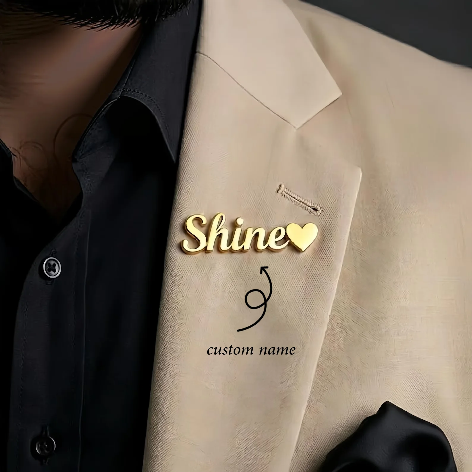 Customizable Stainless Steel Name Brooch for Women Fashionable Lapel Nameplate Badges Temperament Jewelry Personalized Gift