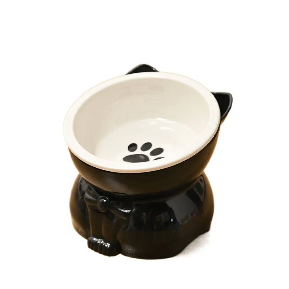 

Ceramic Cat Bowl Cute Slanted Mouth Dog Food Feeding Basin Detachable Large Capacity Pet Drinking Feeder Water Container