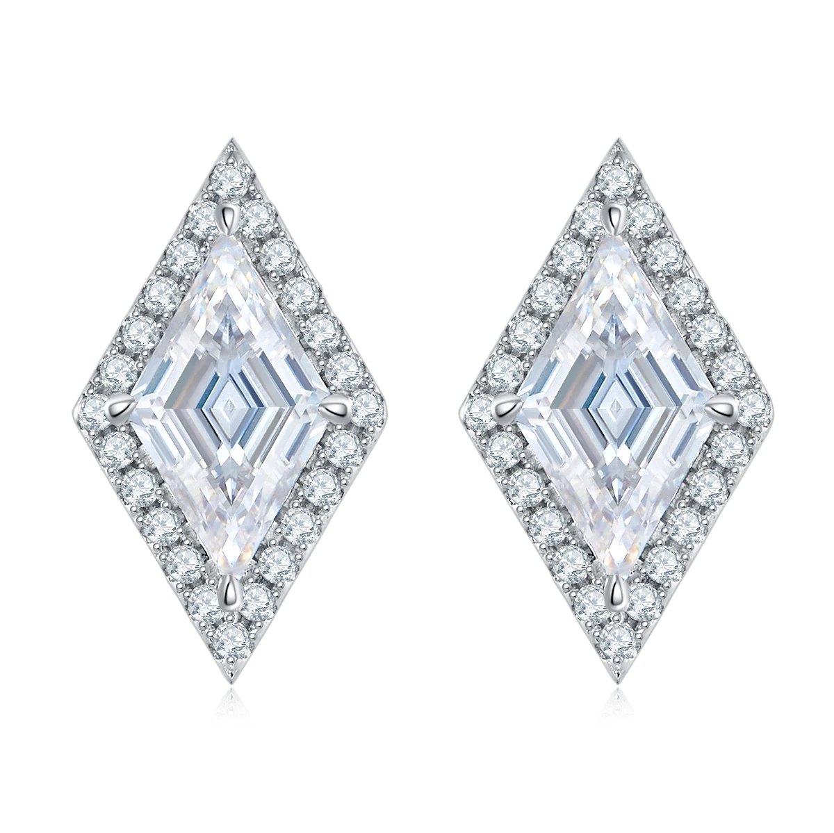 S925 Sterling Silver Platinum Plated Luxury GRA Certified D-color Moissanite Rhombus Diamond Hoop Earring for Wedding Party Gift