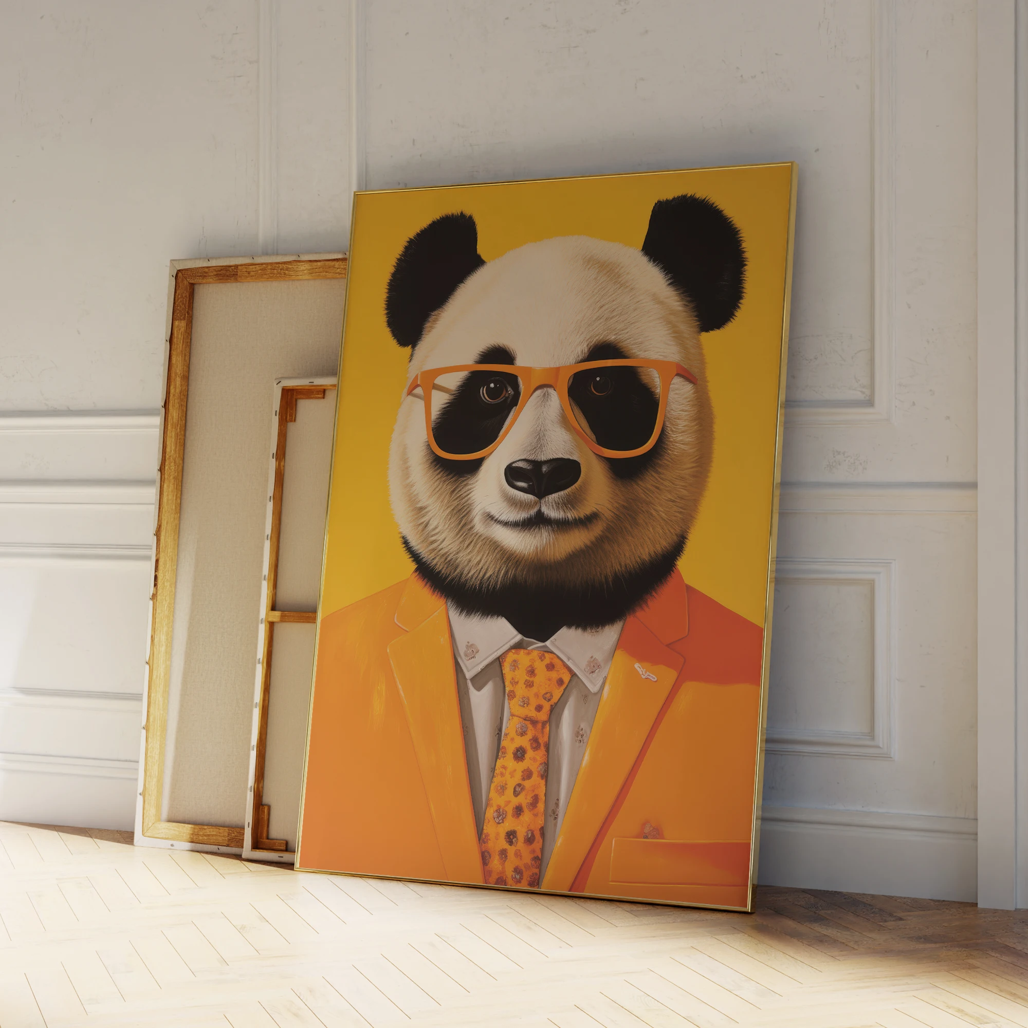 

Современная панда в жёлтом костюме, модный настенный подарок, художественные принты, картина на холсте, постер, изображение для гостиной, домашний декор