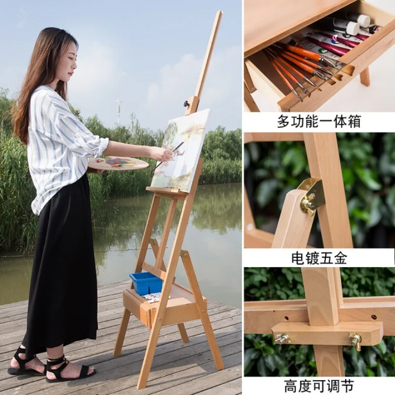 لوحة فنية مع مجموعة أدوات رسم ذات درج