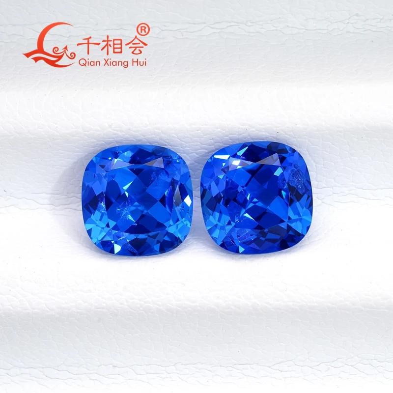 lab grown Cobalt Spinel Cushion Shape  Blue color with inclusions cracks Gemstone Natural Cut for Jewelry Making