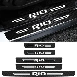 Carbon Fiber Car Door Sill Threshold Anti Scratch Stickers Waterproof Decals Tape Interior for KIA Rio Logo 3 2 4 1 Accessories