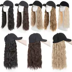Hat Wig for Women 8''16''Wave Baseball Cap Wig with Curly Hair Extensions Wig Synthetic Wave Wig Hat Adjustable Baseball Hat Wig