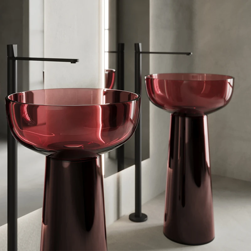 

Transparent Red Resin Hotel B & B Floor-to-ceiling wash basin Wash basin Wash table Pillar basin Sink