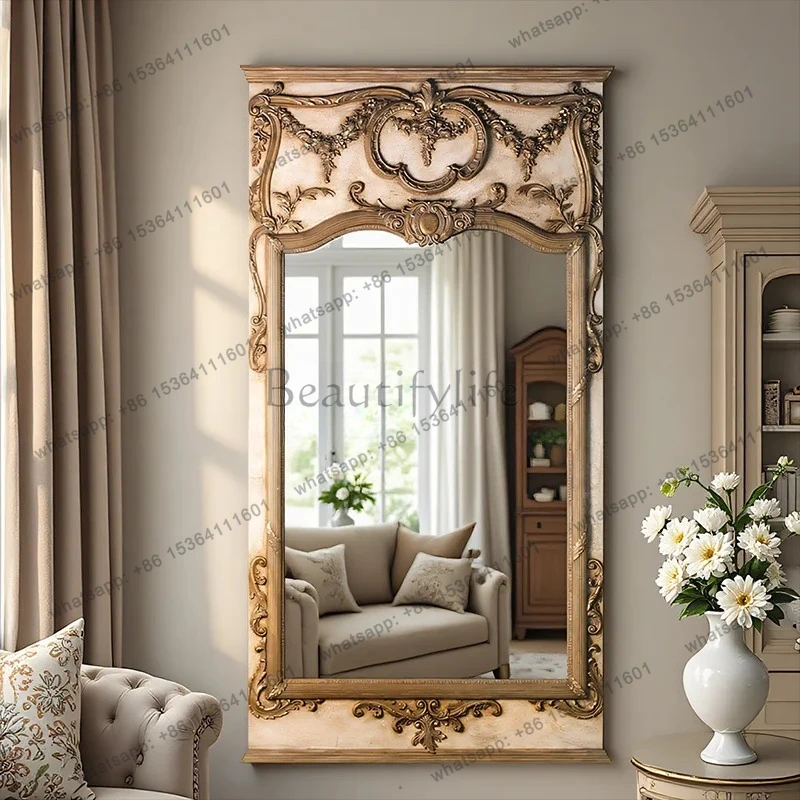 

Classical Villa Luxury High-end Decorative Mirror French Retro Full-length Mirror for Living Room Bedroom Vintage Look