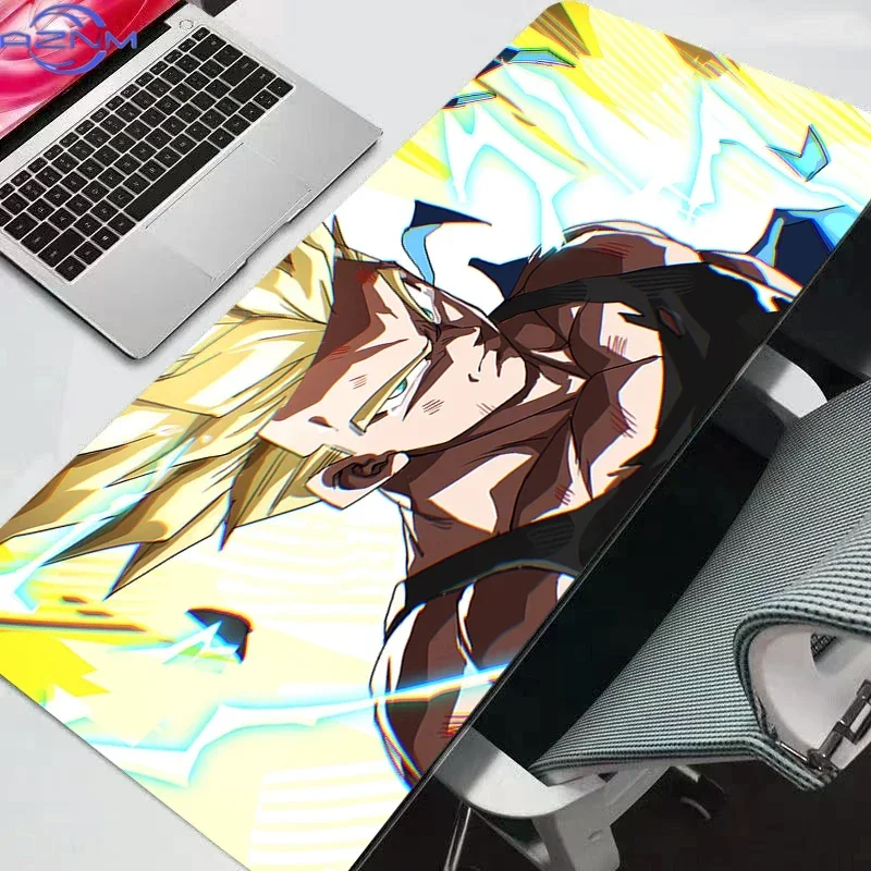 Anime Blue Hair Warrior Rainy Dynamic Comic Style Mouse Pad, Rubber Non-Slip Base, Smooth Surface for Computer Gaming, Desktop K