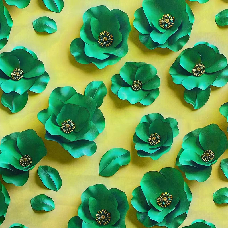 

Green Petal Rainbow Artificial Cotton New Style 5D Digital Fabric Soft Hanfu Dress Qipao Pajamas Sewing Material Wholesale