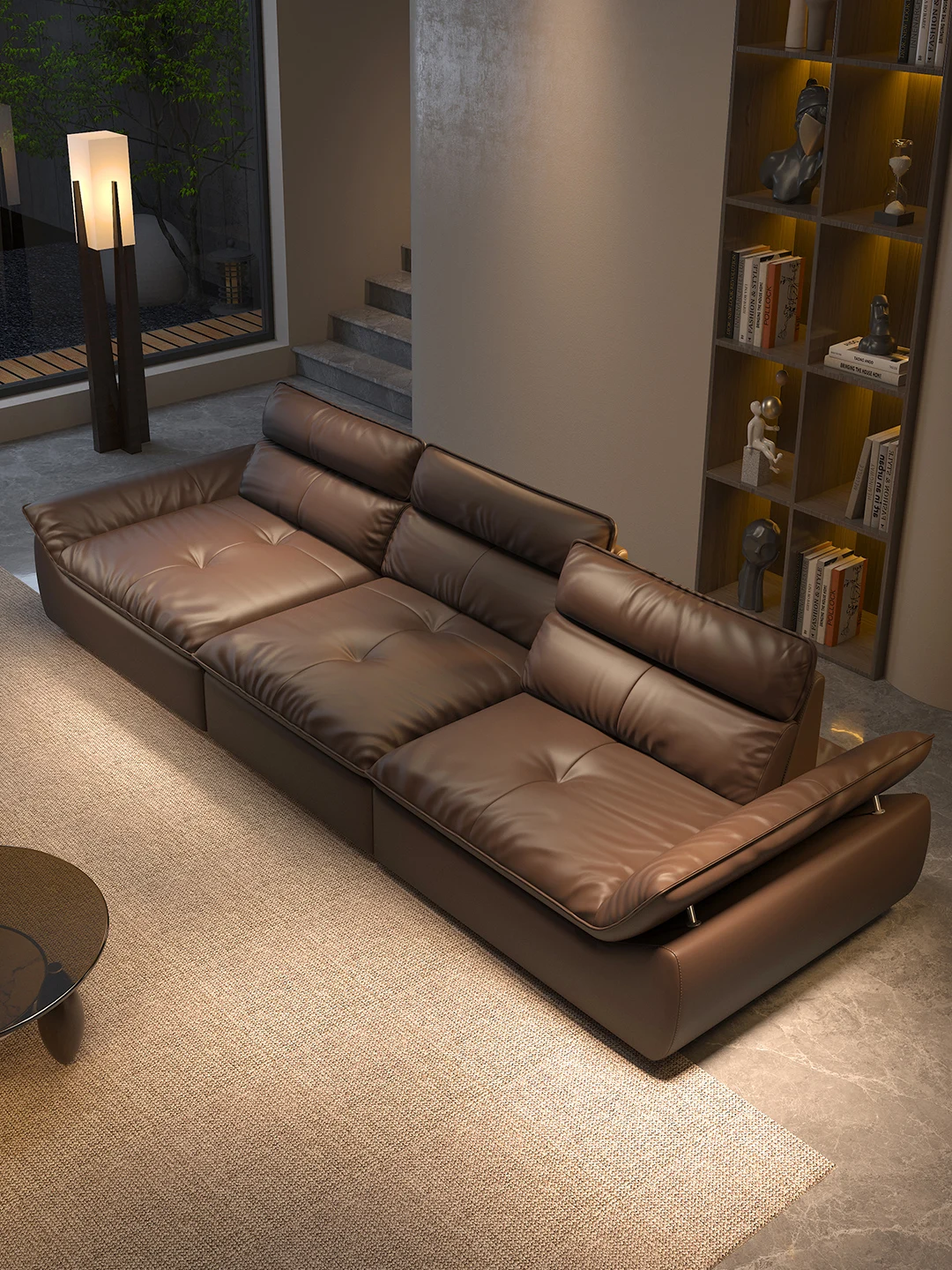 #Light luxury sailing sofa first layer cowhide creative adjustable backrest