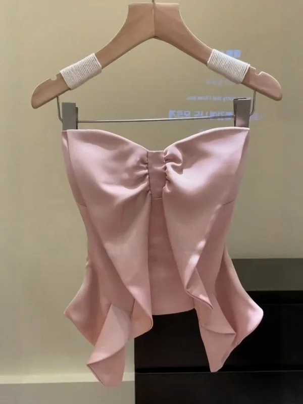 

Женский укороченный топ Pure Desire Sweet Knot без бретелек, весенняя новинка, утягивающий, с эффектом утяжки талии, корейский стиль