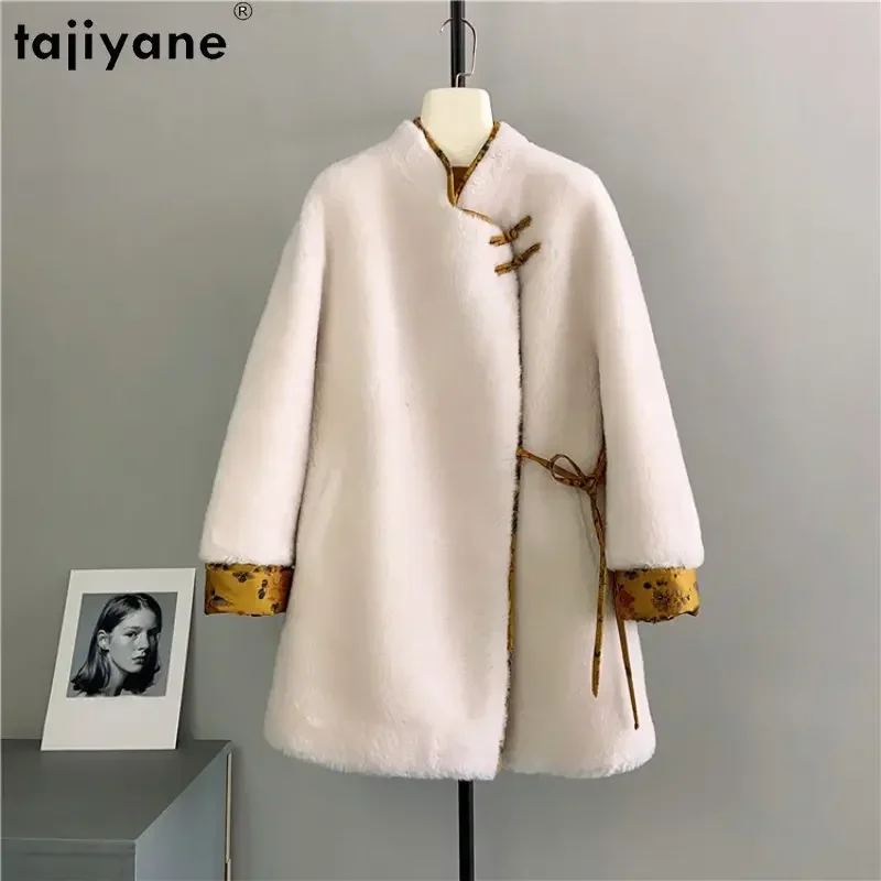 Tajiyane 100% casaco de lã casaco de pele das mulheres roupas de inverno ovelha shearing jaqueta elegante longo lã casacos casuais jaqueta feminina