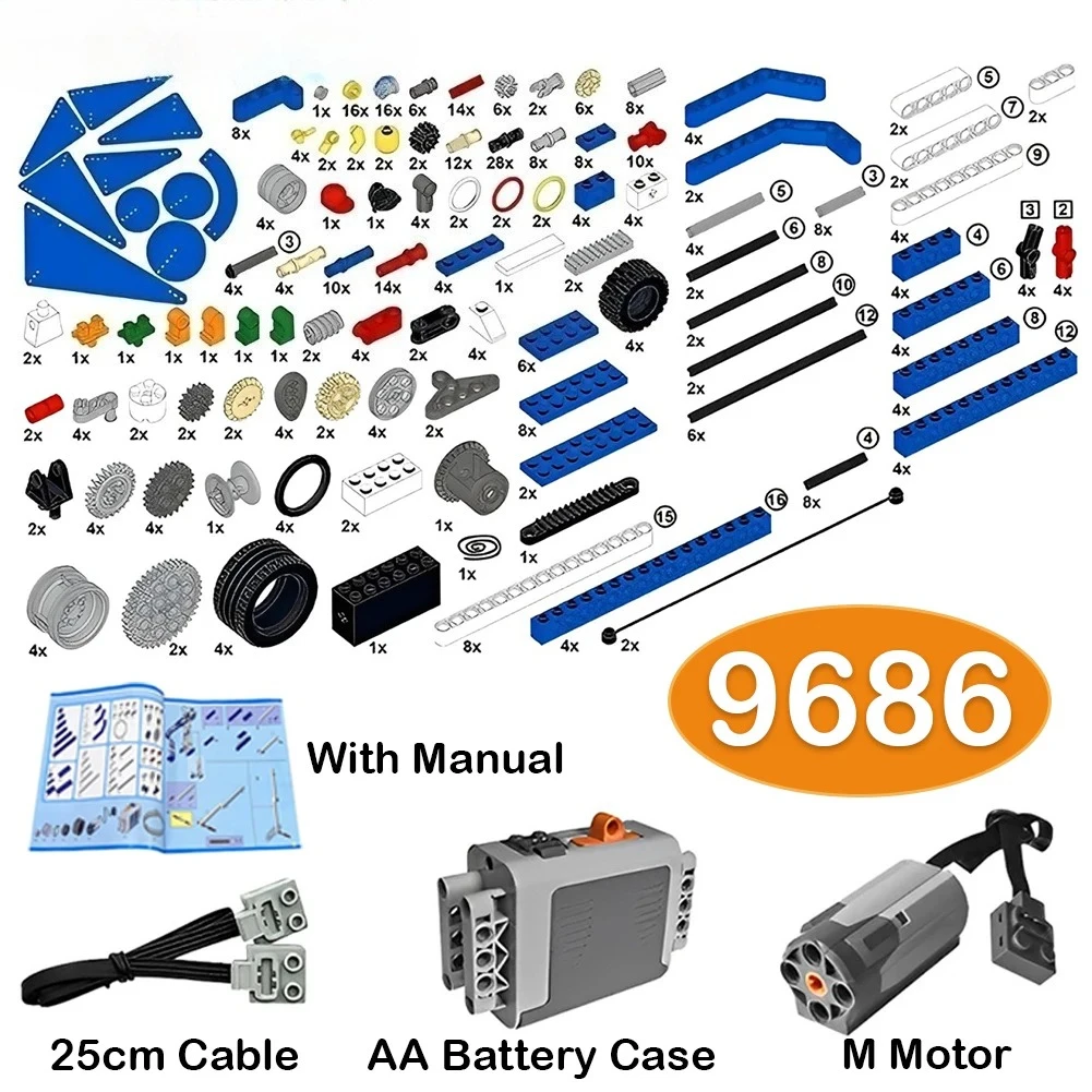 9686 Technical Parts Multi Technology Programming Educational MOC Small Building Blocks Power Function Set Learn Building Blocks