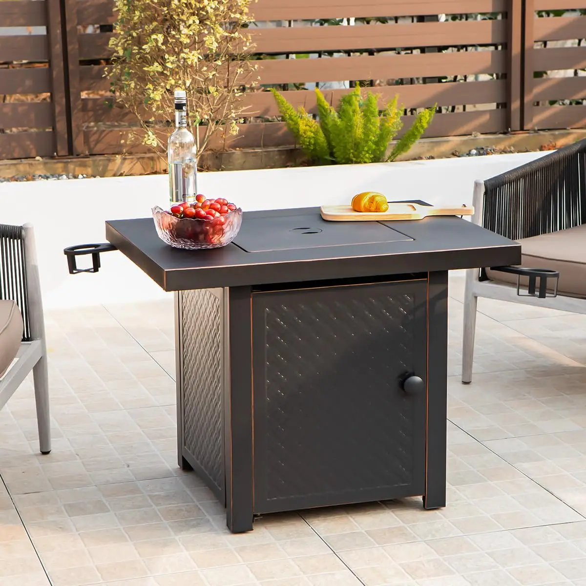 32'' Propane Fire Pit Table with Drink Holders 50000 BTU, Customized