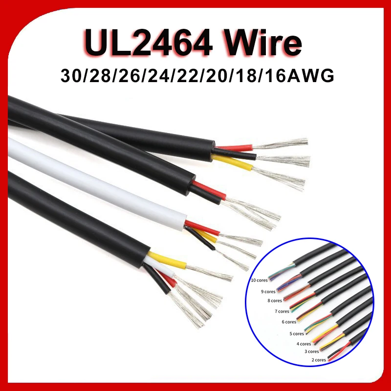 2 Meter Afgeschermde Signaalkabel – UL2464 – 6 Aders – 28 AWG – Zacht En Flexibel – Voor Audio, LED En Elektronica