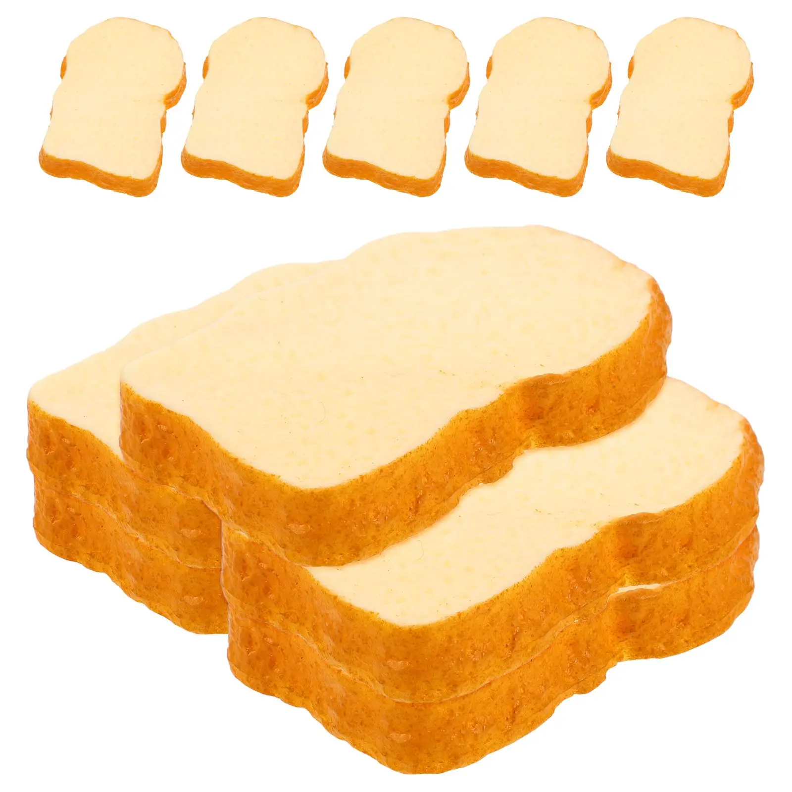 

10 Pcs Simulated Toast Slices Realistic Food Faux Bread Decor Artificial Loaf Play Slice Props Craft Party 4 5cm