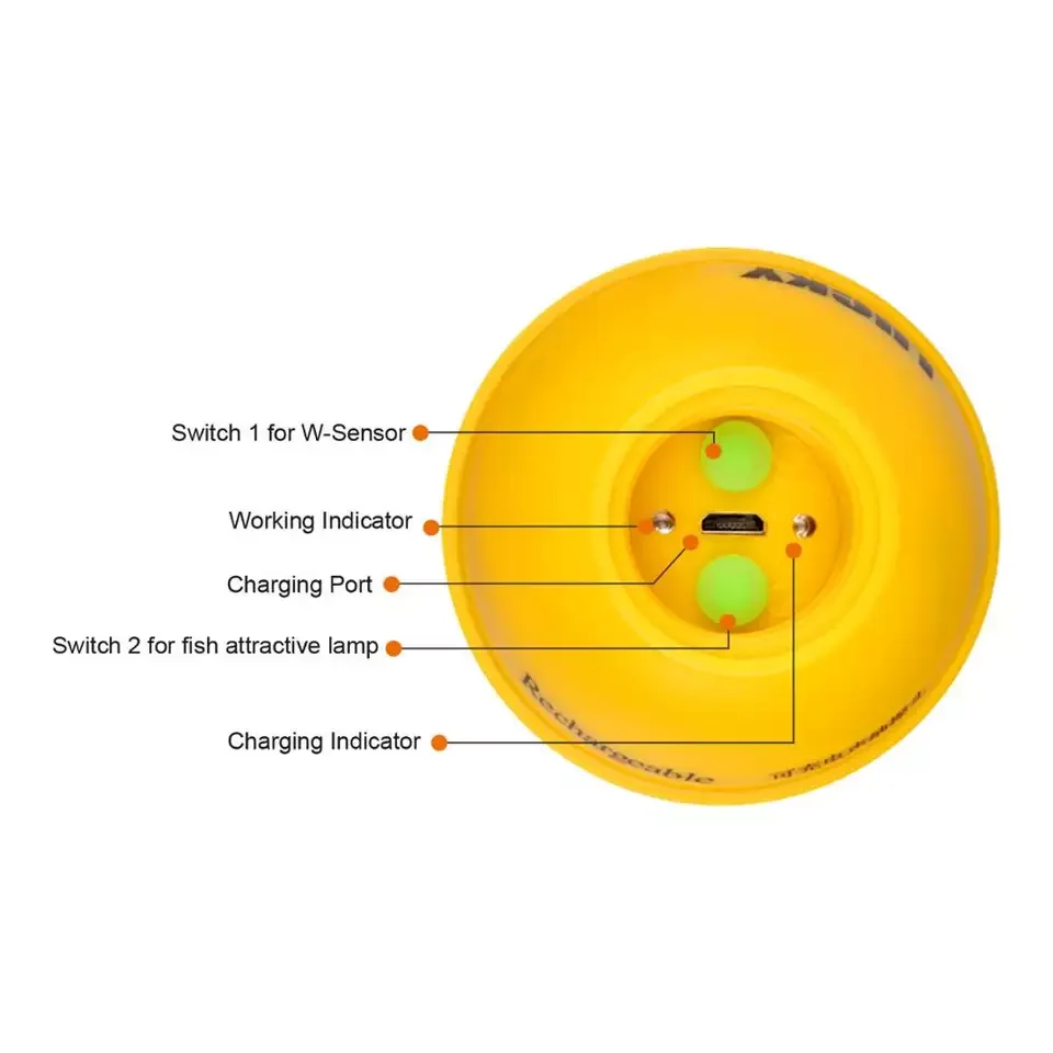 السونار اللاسلكي القابل لإعادة الشحن لصيد الأسماك بعمق الماء بطول 45 مترًا، أداة صيد السمك المحمولة