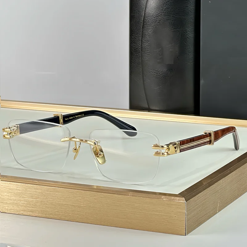 

KIZN THE HIGHNESS Light Luxury Tortoise Gold Rimless Eyeglasses Frame for Men Original Top Quality Boundless Acetate Optical Gla