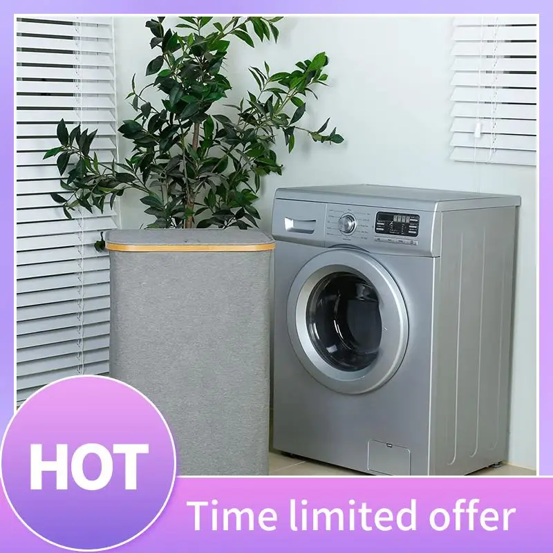 

B69C 1 PCS 110L Laundry Hamper Collapsible Basket Organizer With Handle And Lid With Removable Inner Bag For Clothes Toys Grey