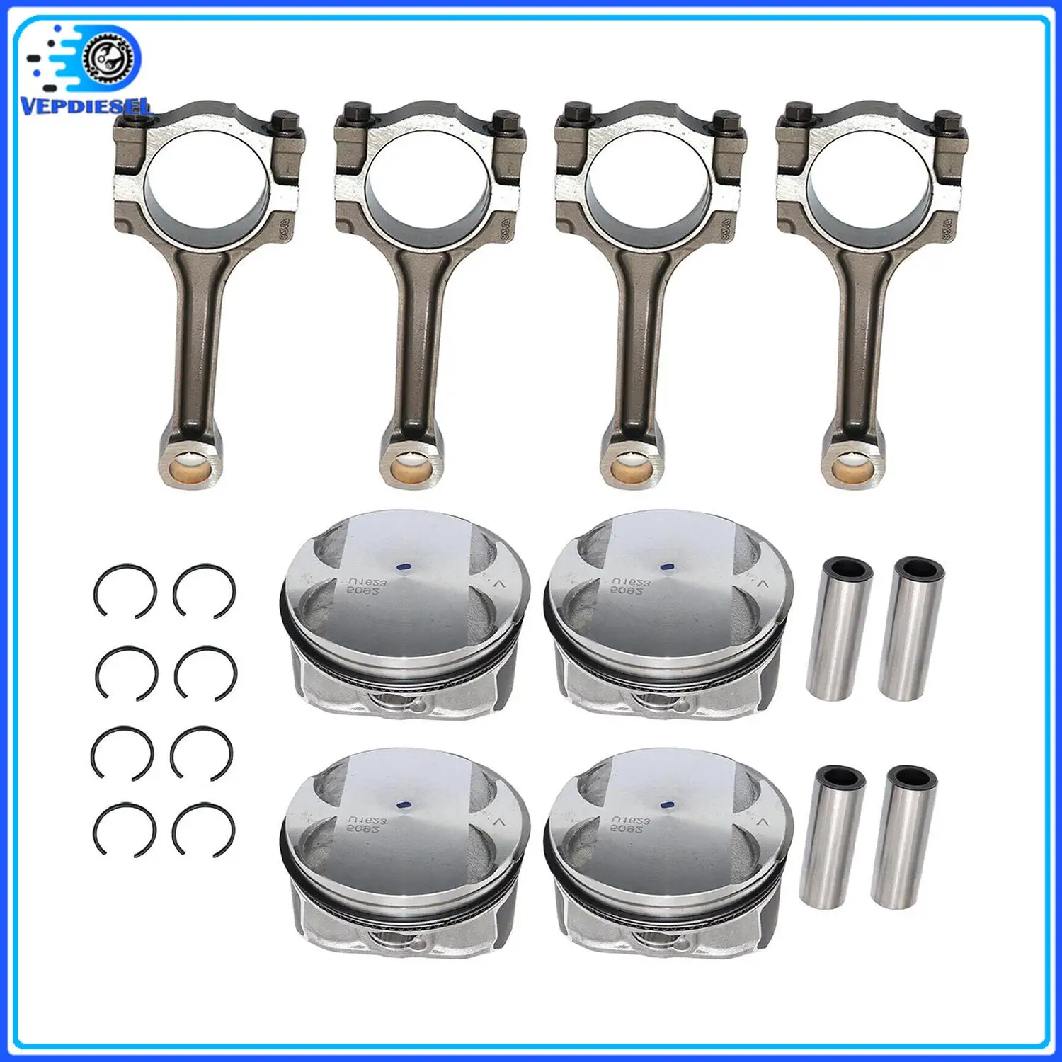 

4pcs Engine Piston & Rings Kit & Connecting Rod Set 12578324 12654958 For Chevy Captiva Cobalt Equinox HHR Impala 2.4L Car Parts