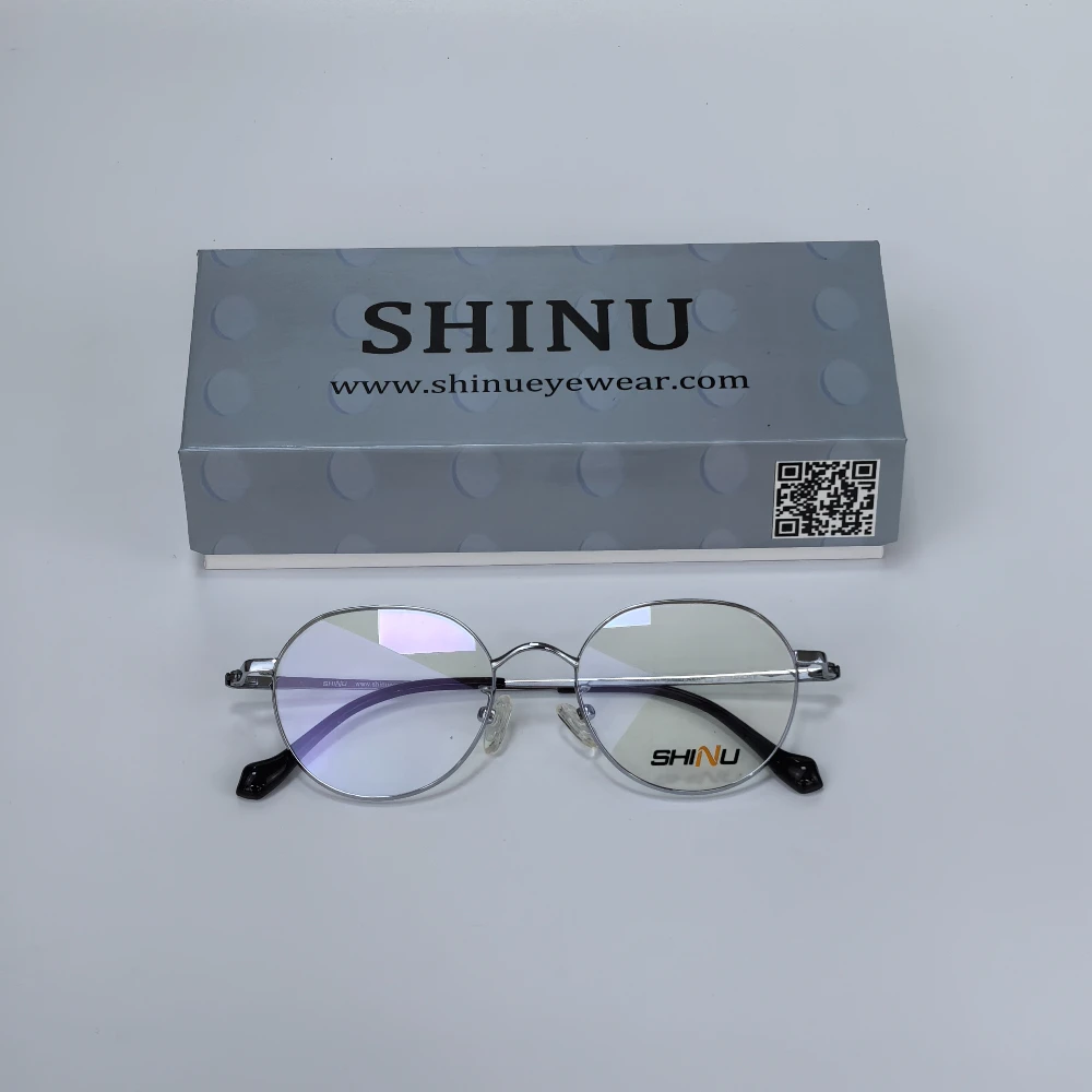 SHINU نظارات طبية للنساء عدسات حرية تقدمية عدسة بصرية مع وصفة إطار دائري من التيتانيوم #4