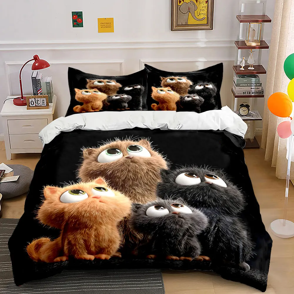 Four adorable kittens looking upward Printed Duvet Cover Set1 Duvet Cover+2 PillowcaseMulti Size Bedroom Bedding Decor
