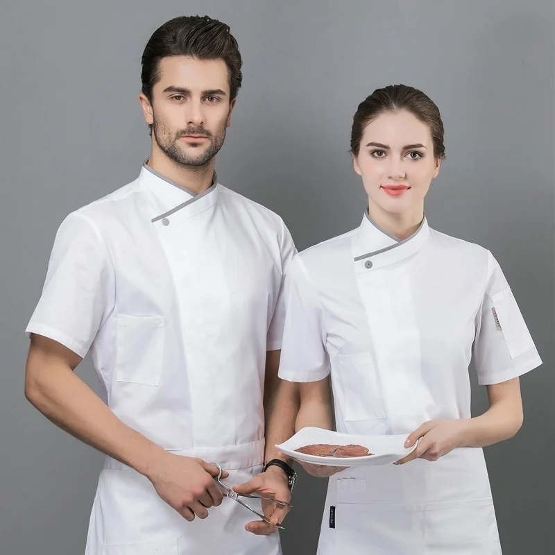 Abrigo de Chef Unisex para hombre y mujer, chaqueta de cocinero larga/corta, uniforme F & B para restaurante, Hotel, ropa de camarero de panadero