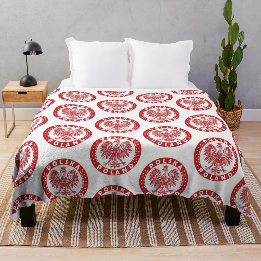 

Polska Polish Eagle Vintage Distressed Poland Coat Of Arms Red Throw Blanket Beach Bed covers Fashion Sofas anime Blankets