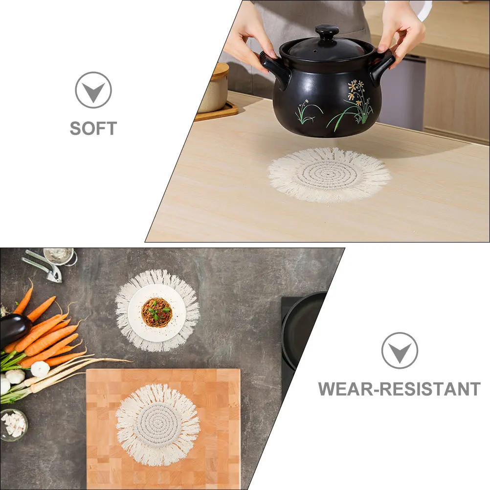

6 Pcs Placemat Set Woven Mats Dinner Table Insulation Pad Heat Resistant Cotton Cup