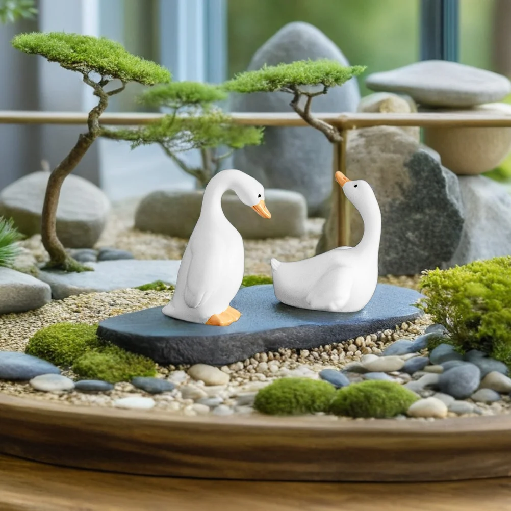 

24Pcs Micro Landscape White Goose Resin Statues Creative Fairy Garden Bonsai Miniature Plant Decoration Mini Goose Statue