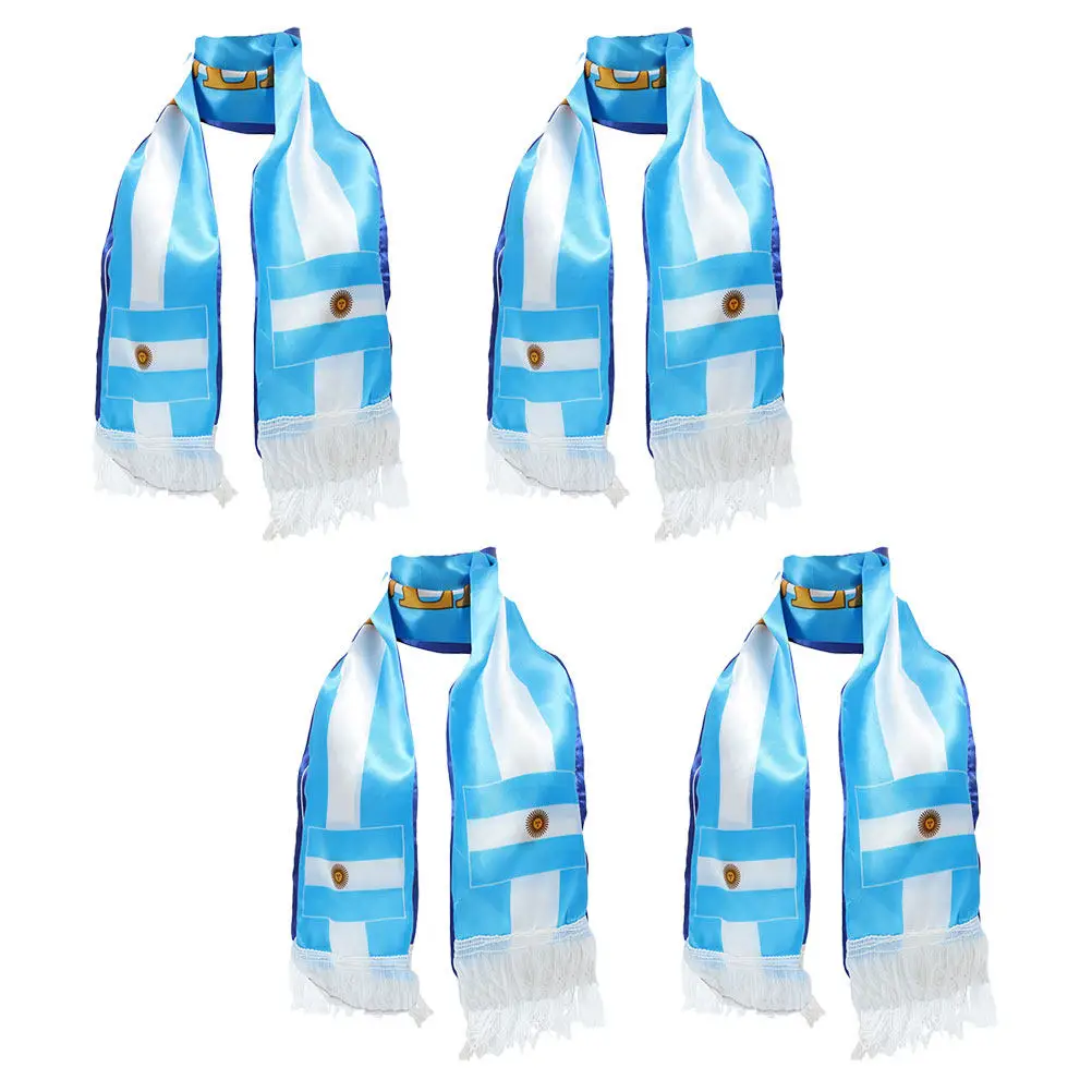 

4Pcs Soccer Fan Scarves Traditional Football Knit National Team Scarf Argentina Flag Cheerleading Sports Event Accessory