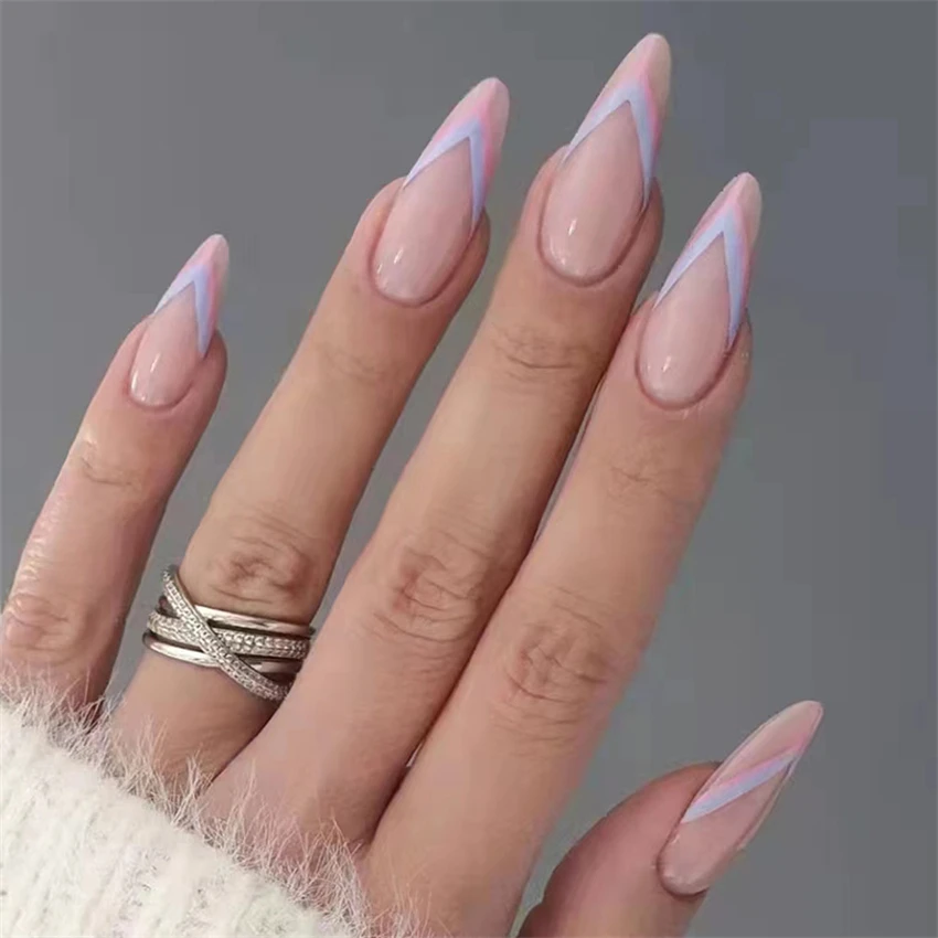 24 pçs gotas rosa roxo menina decoração unhas falsas arte artificial acrílico bailarina imprensa em unhas conjunto removível dicas de unhas falsas