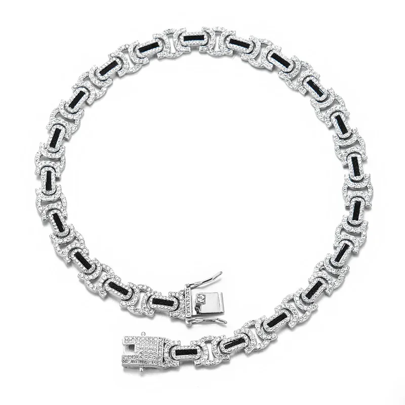 

Fashion Gold Silver Color Plated Micro Paved Cubic Zirconia Byzantine Baguette Miami Cuban Chain Choker Necklace Hip Hop Jewelry