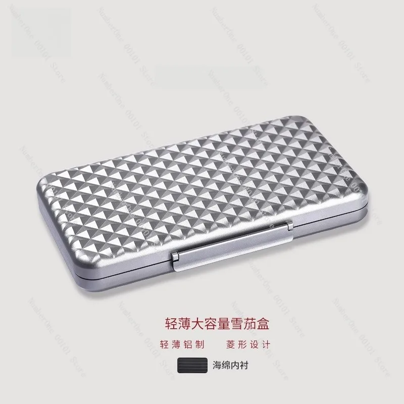 Ultra Slim 3CM Cigar Case Portable Travel Holder for 5 Cigars Aluminum Alloy Humidor Box with Sponge Lining Cowhide Leather