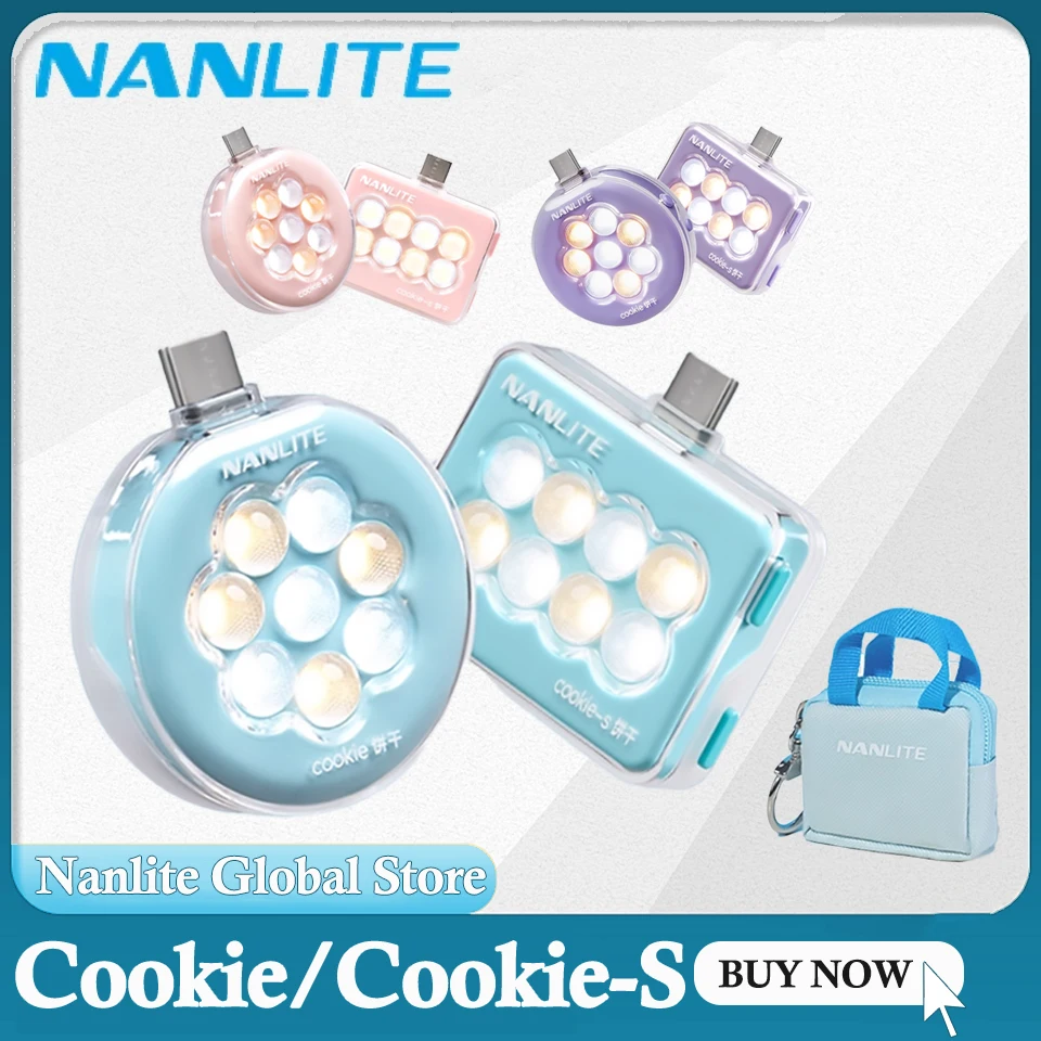 Nanlite Cookie Cookie-S Luz de bolsillo bicolor 2,3 w 3200-5600 K Mini iluminación de relleno para fotografía 3 colores 2 estilos disponibles