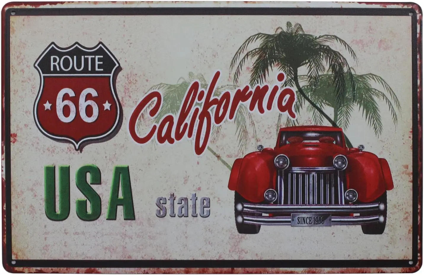 ARTCLUB USA State California ROUTE 66 Retro Metal Tin Sign, Vintage Plaque License Plate Garage Home Wall Decor