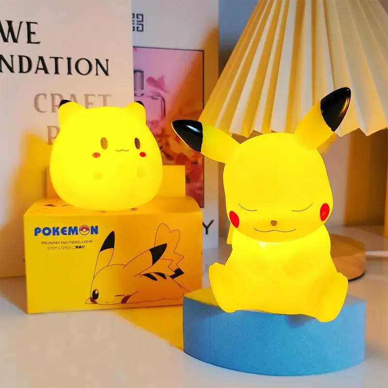 Kawaii Pokemon Pikachu Mini Night Light Cartoon Cute Bedroom Bedside Lamp Led Lights Desktop Decorations Children Holiday Gifts