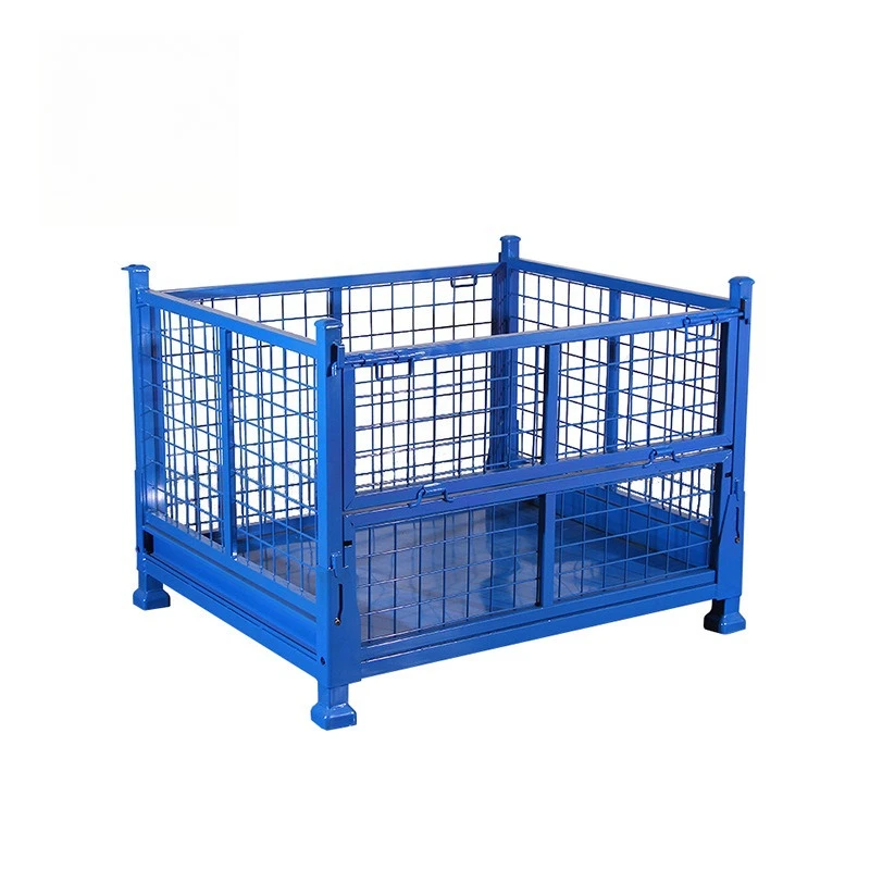 Heavy-duty warehouse foldable stacking cage, spray stackable turnover box, large load-bearing logistics storage box