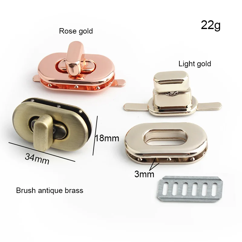 5-10-30Sets Metal Oval Clasp Twist Turn Locks For Leather Bags Handbags Shoulder Purse Buckles Closure Lock Hardware Accessories