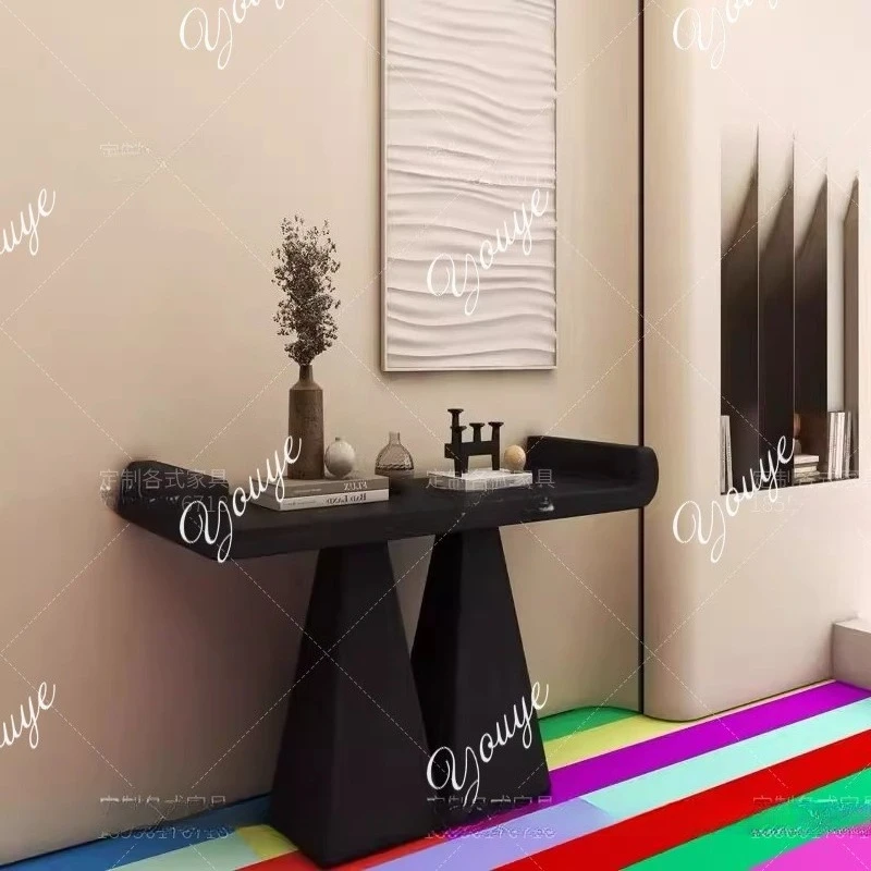 Solid wood Xuanguantai medieval light luxury high-end sense foyer corridor entry strip case decorative table ornament for table