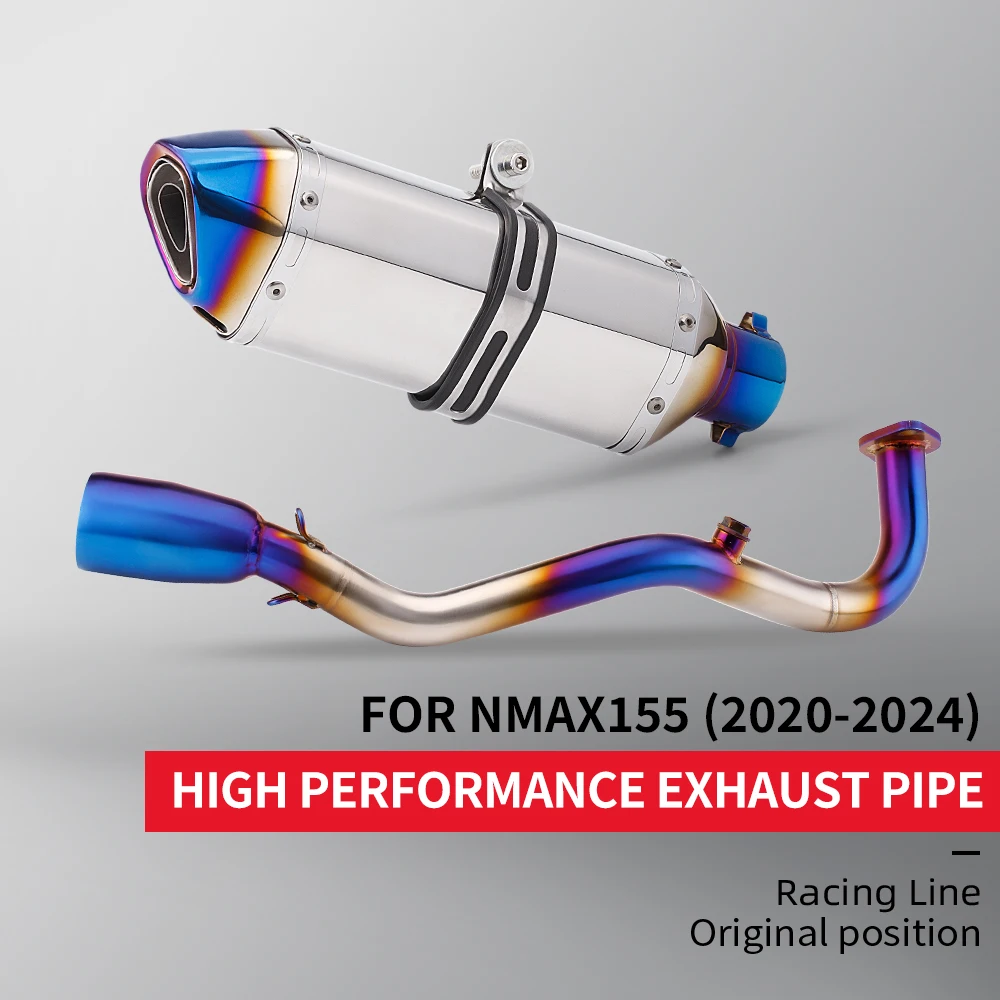 For NMAX155 X-MAX155 (2020-2024) Stainless Steel Front End Motorcycle NMAX-155 Exhaust System Complete Kit 370mm-51mm
