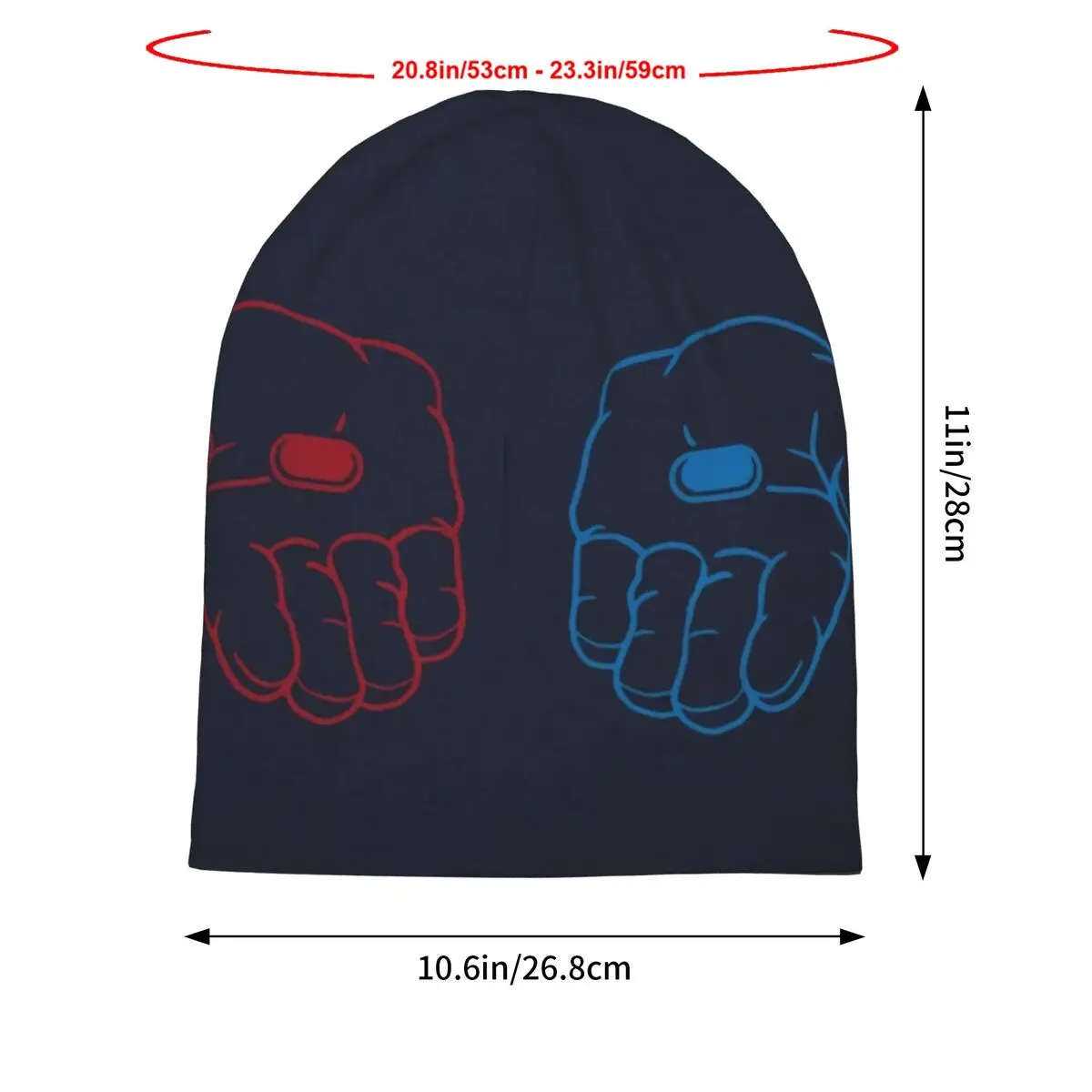 Choose Red Or Blue Hands Men Women Thin Beanies Outdoor Ski Cap Double Layer Fabric Bonnet Hat