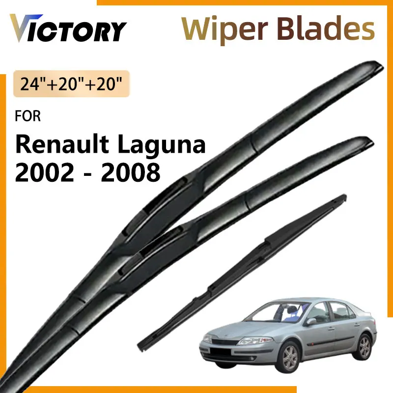 3x Car Front Rear Wiper Blades For Renault Laguna 2 II 2002 - 2008 2007 2006 2005 2004 2003 Windshield Windscreen Window Brushes